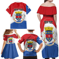 Personalised Saint Barthelemy Family Matching Off Shoulder Maxi Dress and Hawaiian Shirt Ouanalao Coat of Arms