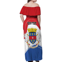 Personalised Saint Barthelemy Family Matching Off Shoulder Maxi Dress and Hawaiian Shirt Ouanalao Coat of Arms
