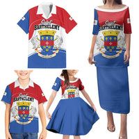 Personalised Saint Barthelemy Family Matching Puletasi and Hawaiian Shirt Ouanalao Coat of Arms