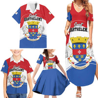 Personalised Saint Barthelemy Family Matching Summer Maxi Dress and Hawaiian Shirt Ouanalao Coat of Arms