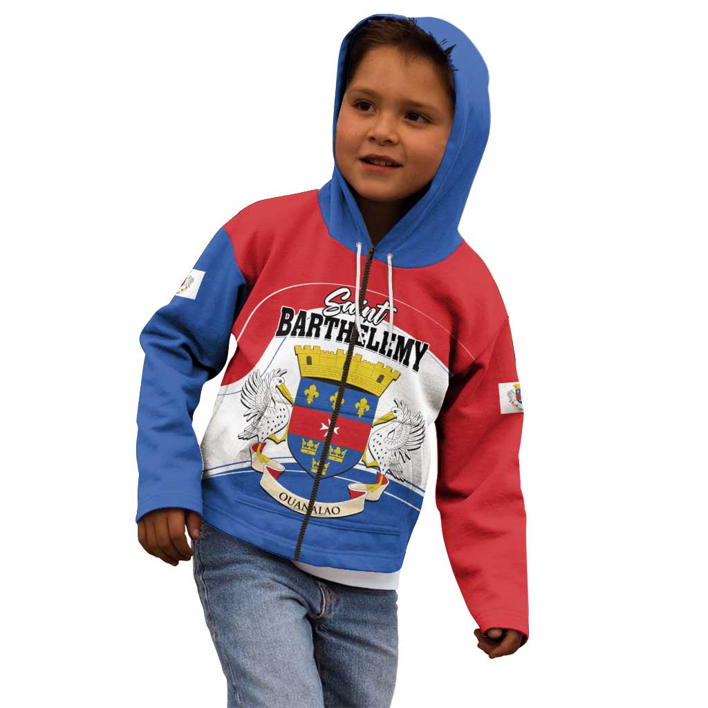 Personalised Saint Barthelemy Kid Hoodie Ouanalao Coat of Arms