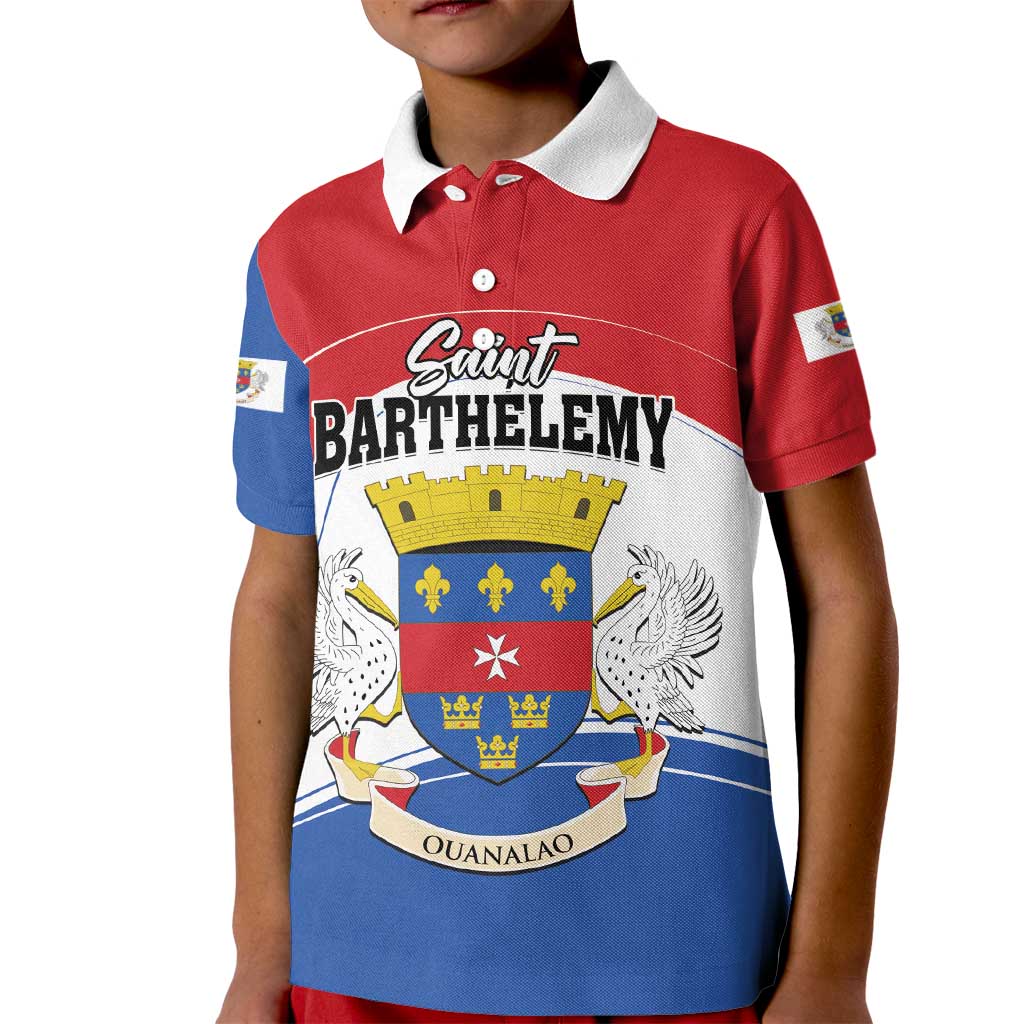 Personalised Saint Barthelemy Kid Polo Shirt Ouanalao Coat of Arms