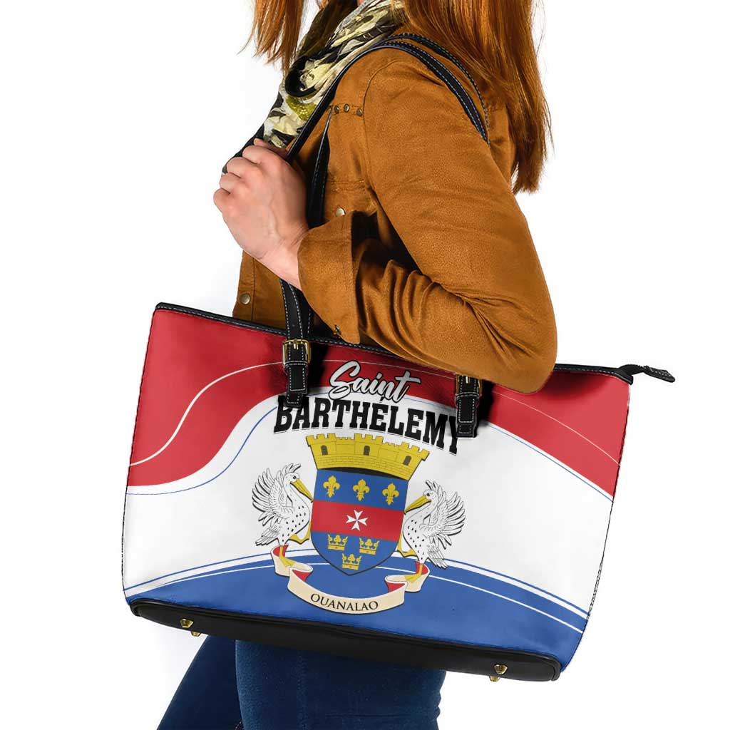 Saint Barthelemy Leather Tote Bag Ouanalao Coat of Arms