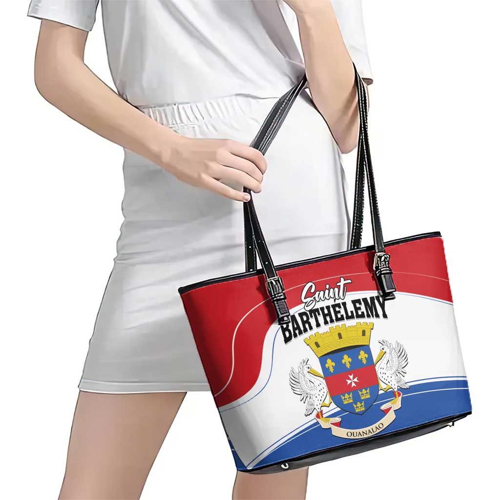 Saint Barthelemy Leather Tote Bag Ouanalao Coat of Arms