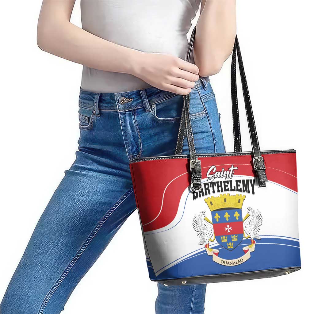 Saint Barthelemy Leather Tote Bag Ouanalao Coat of Arms