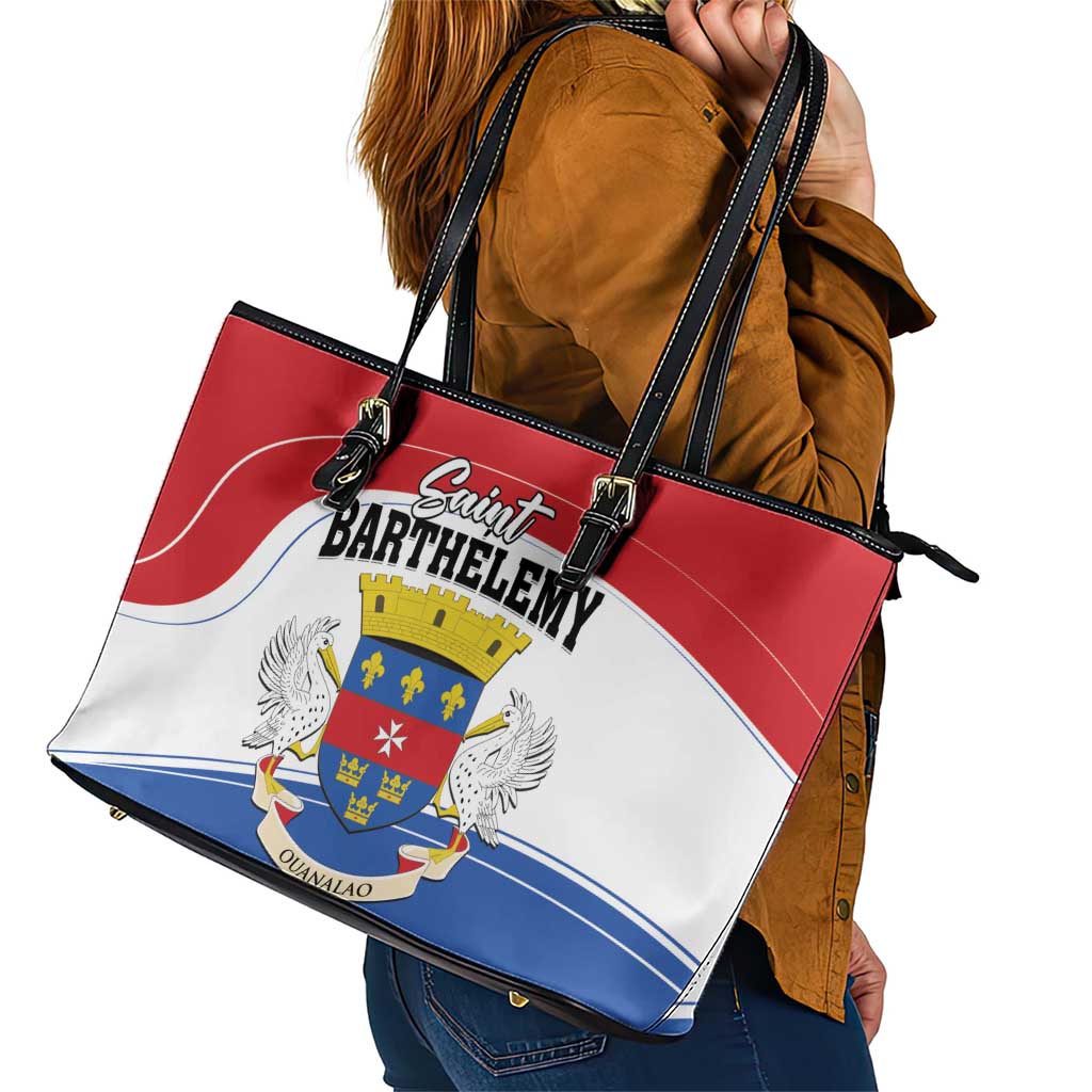 Saint Barthelemy Leather Tote Bag Ouanalao Coat of Arms