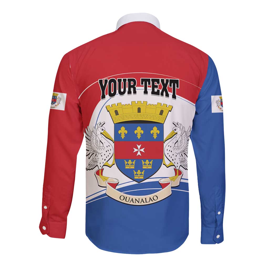 Personalised Saint Barthelemy Long Sleeve Button Shirt Ouanalao Coat of Arms