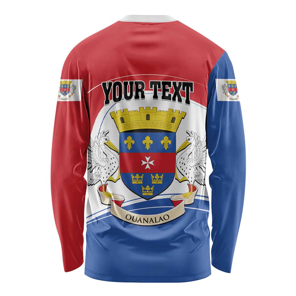 Personalised Saint Barthelemy Long Sleeve Shirt Ouanalao Coat of Arms