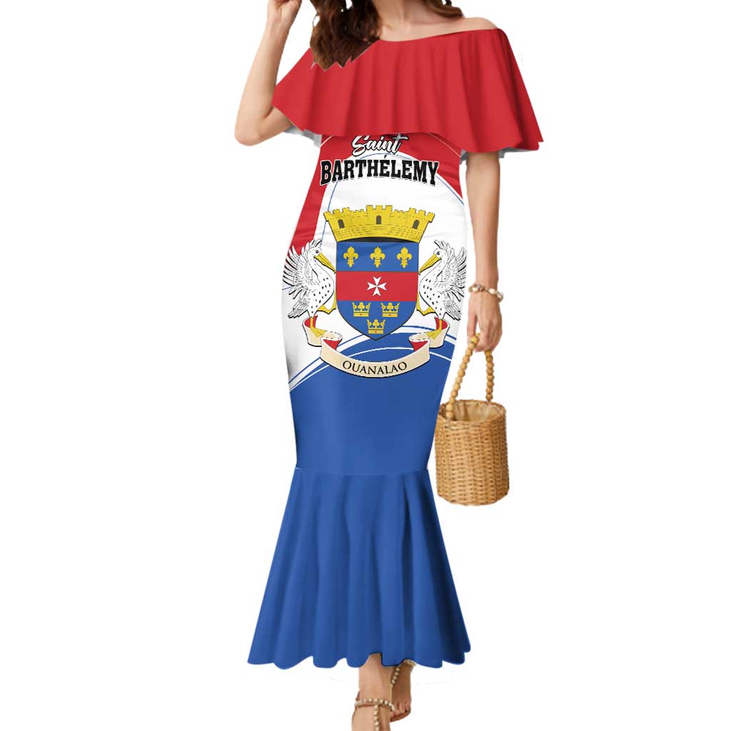 Personalised Saint Barthelemy Mermaid Dress Ouanalao Coat of Arms