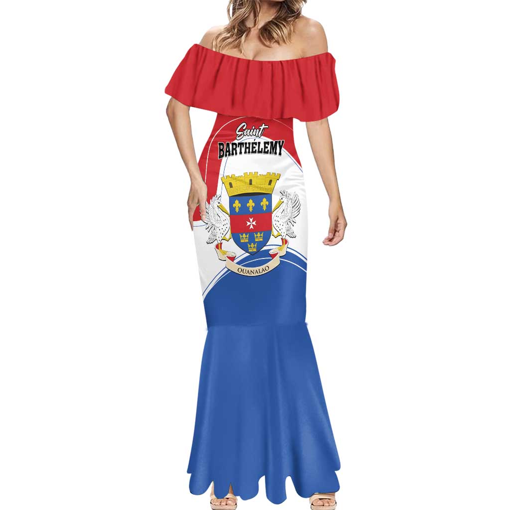 Personalised Saint Barthelemy Mermaid Dress Ouanalao Coat of Arms