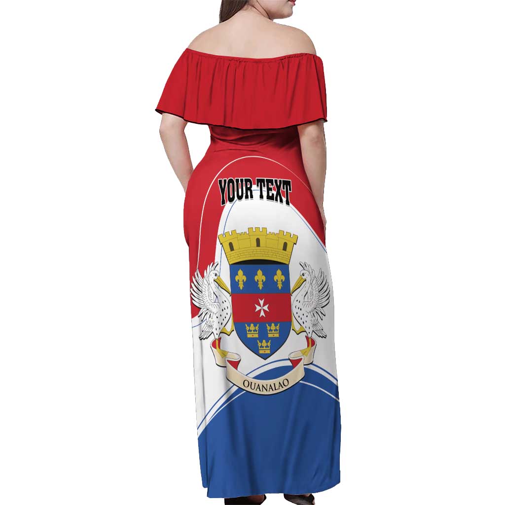 Personalised Saint Barthelemy Off Shoulder Maxi Dress Ouanalao Coat of Arms
