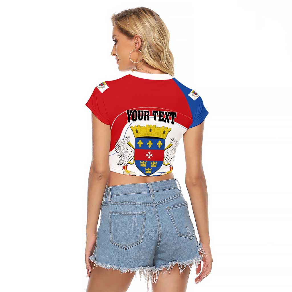 Personalised Saint Barthelemy Raglan Cropped T Shirt Ouanalao Coat of Arms