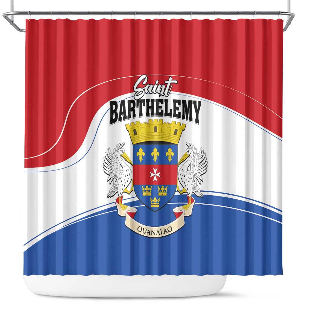 Saint Barthelemy Shower Curtain Ouanalao Coat of Arms