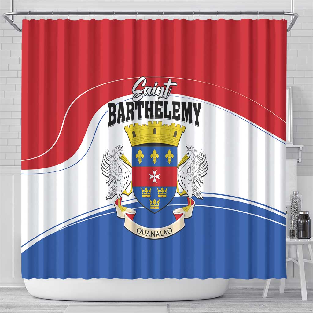 Saint Barthelemy Shower Curtain Ouanalao Coat of Arms
