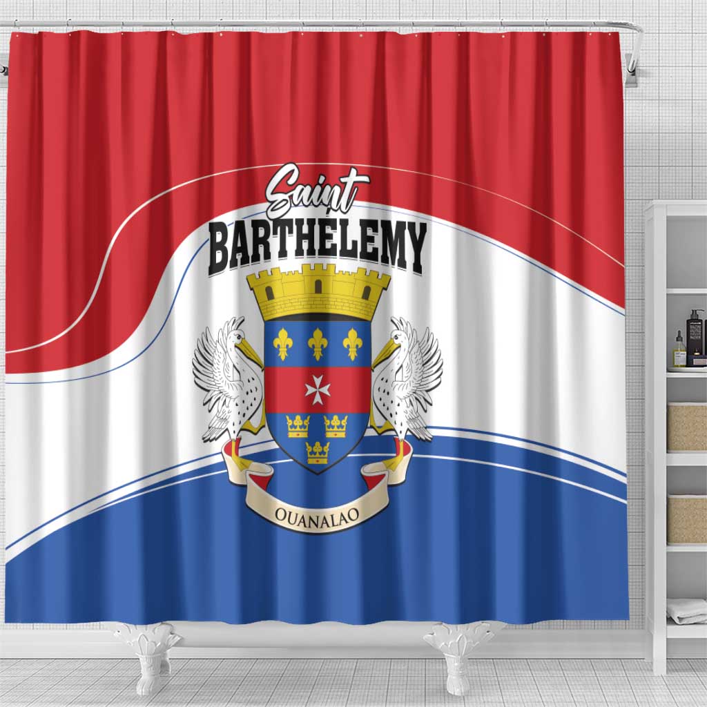 Saint Barthelemy Shower Curtain Ouanalao Coat of Arms