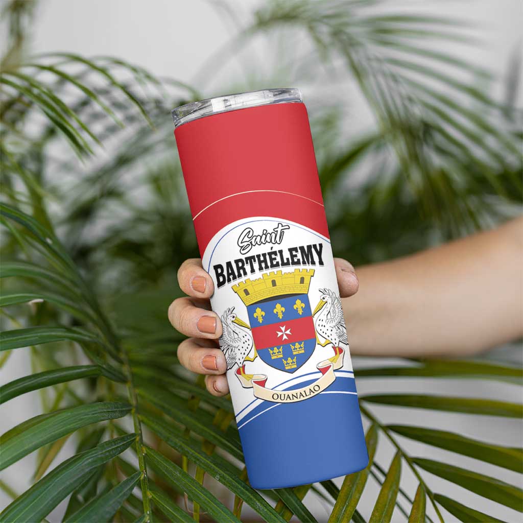 Personalised Saint Barthelemy Skinny Tumbler Ouanalao Coat Of Arms