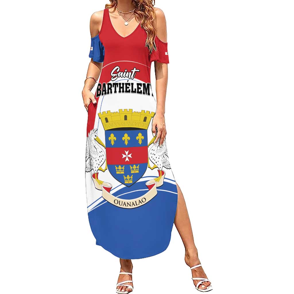 Personalised Saint Barthelemy Summer Maxi Dress Ouanalao Coat of Arms