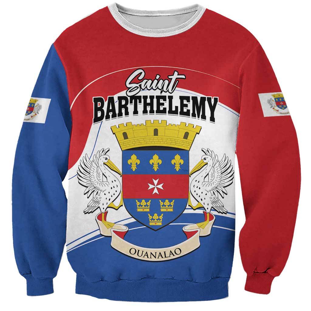 Personalised Saint Barthelemy Sweatshirt Ouanalao Coat of Arms