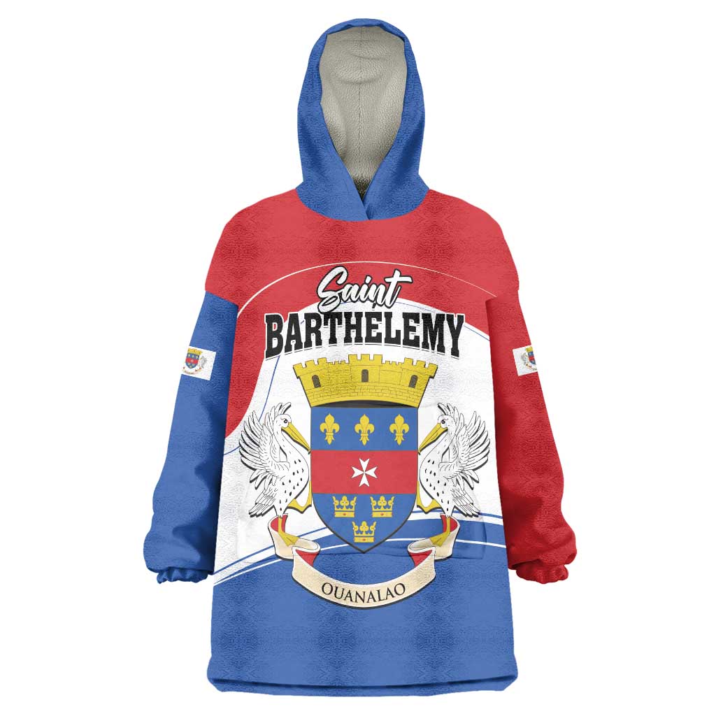 Personalised Saint Barthelemy Wearable Blanket Hoodie Ouanalao Coat of Arms