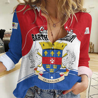 Personalised Saint Barthelemy Women Casual Shirt Ouanalao Coat of Arms