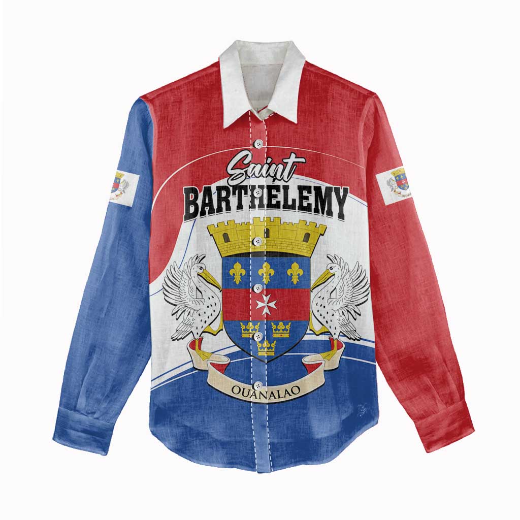 Personalised Saint Barthelemy Women Casual Shirt Ouanalao Coat of Arms