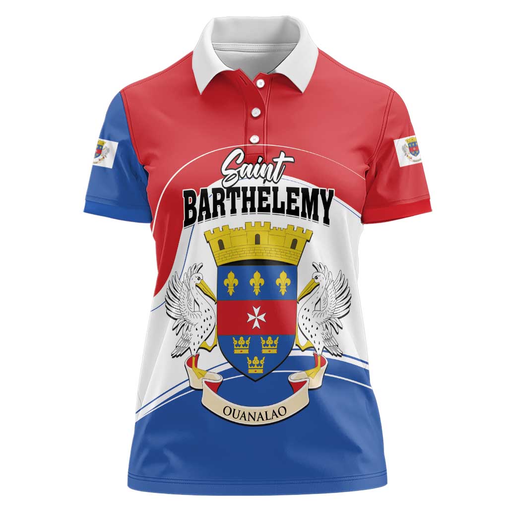 Personalised Saint Barthelemy Women Polo Shirt Ouanalao Coat of Arms