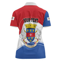 Personalised Saint Barthelemy Women Polo Shirt Ouanalao Coat of Arms