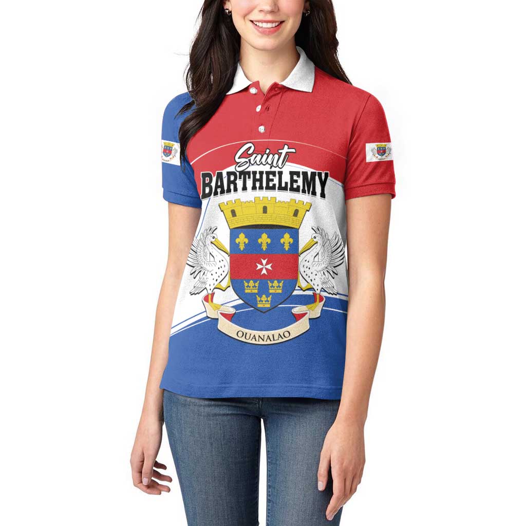 Personalised Saint Barthelemy Women Polo Shirt Ouanalao Coat of Arms