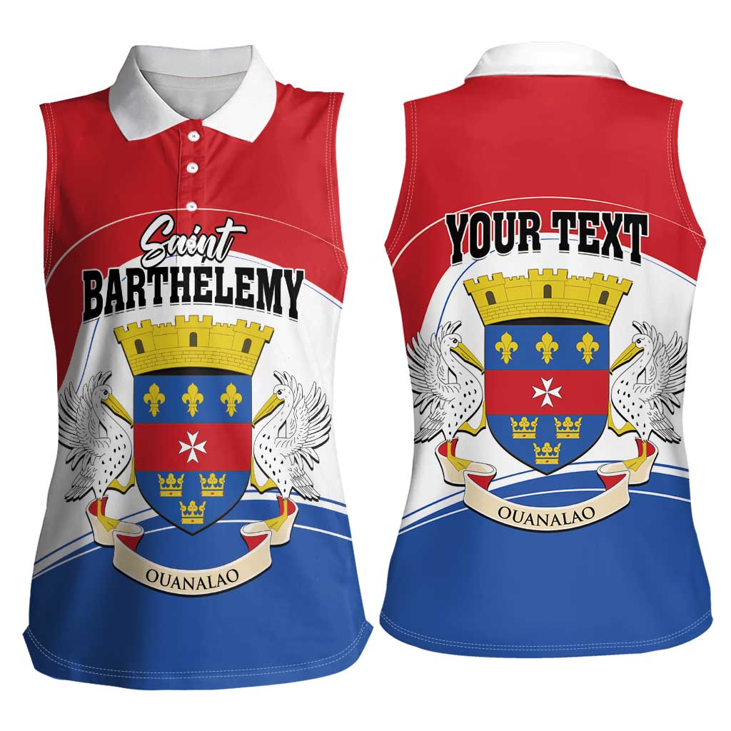 Personalised Saint Barthelemy Women Sleeveless Polo Shirt Ouanalao Coat of Arms