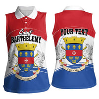 Personalised Saint Barthelemy Women Sleeveless Polo Shirt Ouanalao Coat of Arms