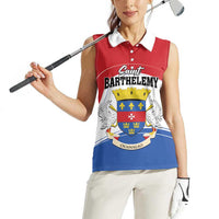 Personalised Saint Barthelemy Women Sleeveless Polo Shirt Ouanalao Coat of Arms