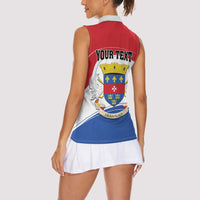 Personalised Saint Barthelemy Women Sleeveless Polo Shirt Ouanalao Coat of Arms