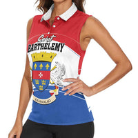 Personalised Saint Barthelemy Women Sleeveless Polo Shirt Ouanalao Coat of Arms