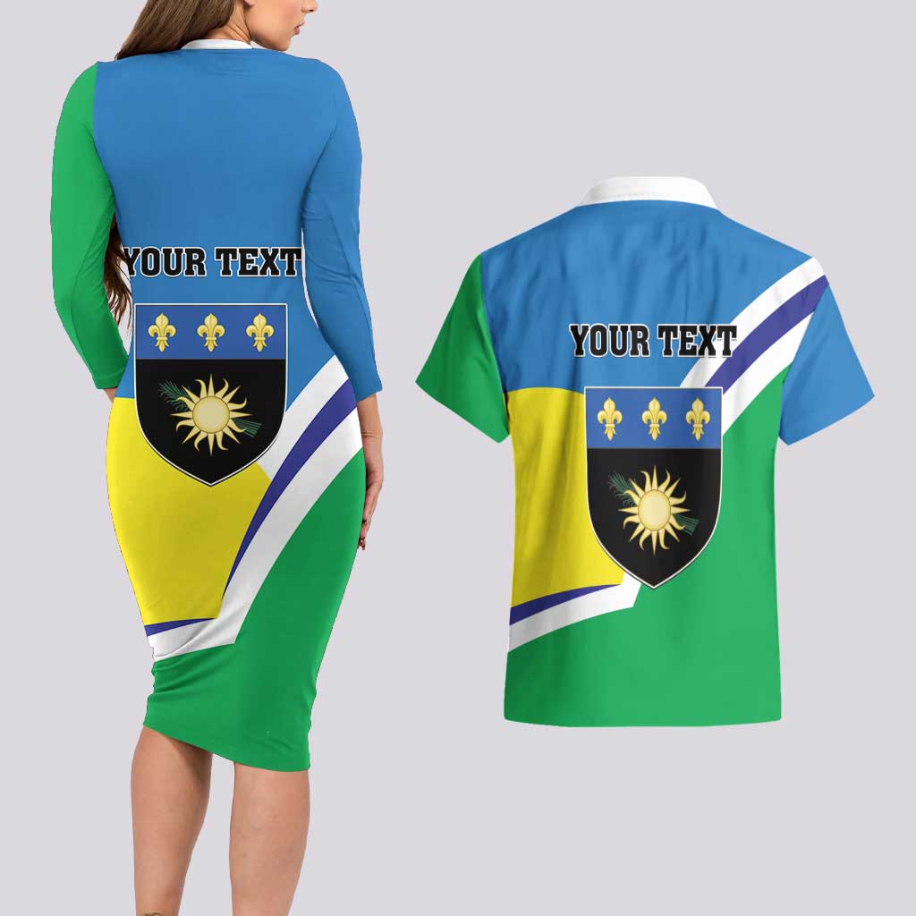Personalised Guadeloupe Couples Matching Long Sleeve Bodycon Dress and Hawaiian Shirt Gwadloup Simple Style