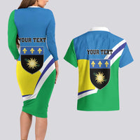 Personalised Guadeloupe Couples Matching Long Sleeve Bodycon Dress and Hawaiian Shirt Gwadloup Simple Style