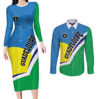 Personalised Guadeloupe Couples Matching Long Sleeve Bodycon Dress and Long Sleeve Button Shirt Gwadloup Simple Style