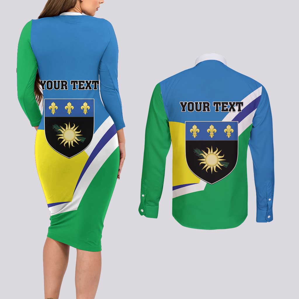 Personalised Guadeloupe Couples Matching Long Sleeve Bodycon Dress and Long Sleeve Button Shirt Gwadloup Simple Style