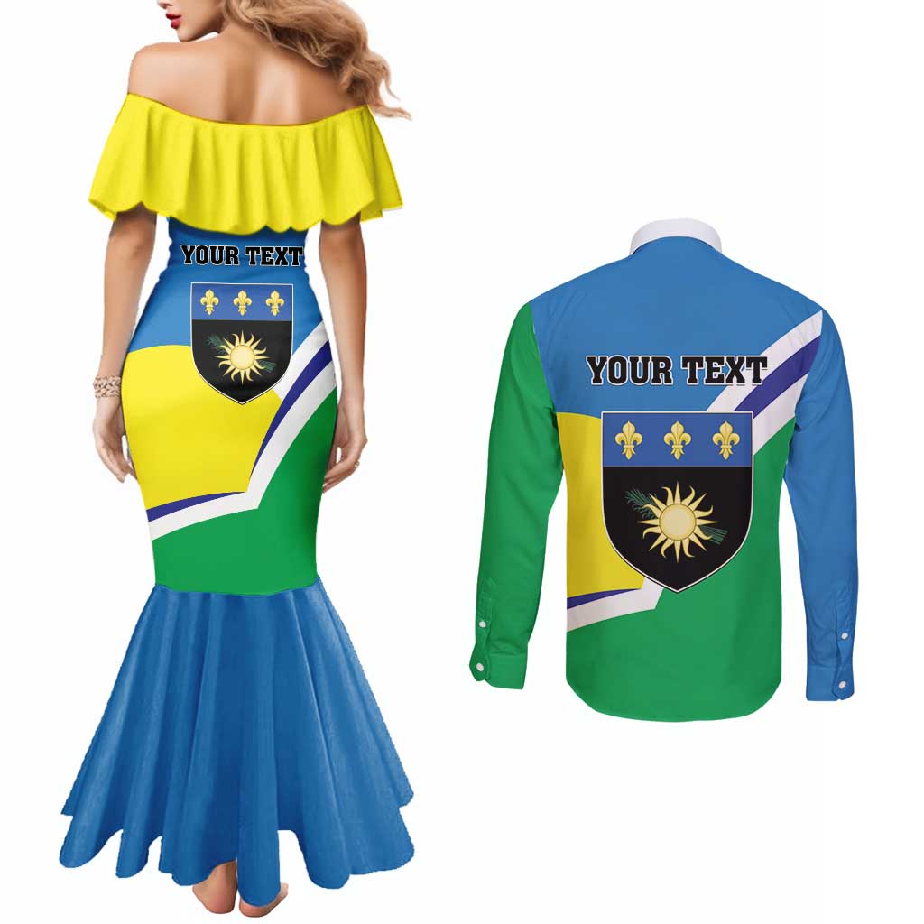 Personalised Guadeloupe Couples Matching Mermaid Dress and Long Sleeve Button Shirt Gwadloup Simple Style