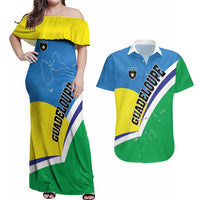 Personalised Guadeloupe Couples Matching Off Shoulder Maxi Dress and Hawaiian Shirt Gwadloup Simple Style