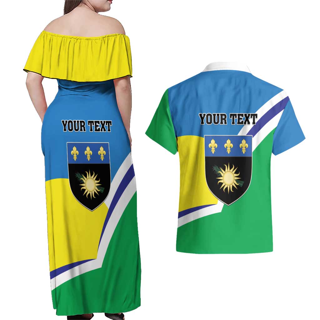 Personalised Guadeloupe Couples Matching Off Shoulder Maxi Dress and Hawaiian Shirt Gwadloup Simple Style