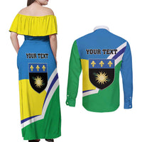 Personalised Guadeloupe Couples Matching Off Shoulder Maxi Dress and Long Sleeve Button Shirt Gwadloup Simple Style