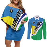 Personalised Guadeloupe Couples Matching Off Shoulder Short Dress and Long Sleeve Button Shirt Gwadloup Simple Style