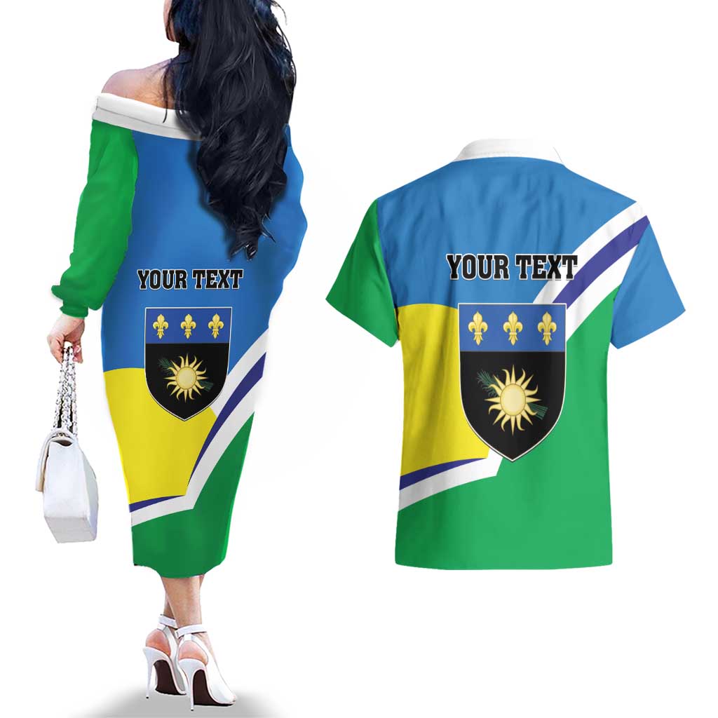 Personalised Guadeloupe Couples Matching Off The Shoulder Long Sleeve Dress and Hawaiian Shirt Gwadloup Simple Style