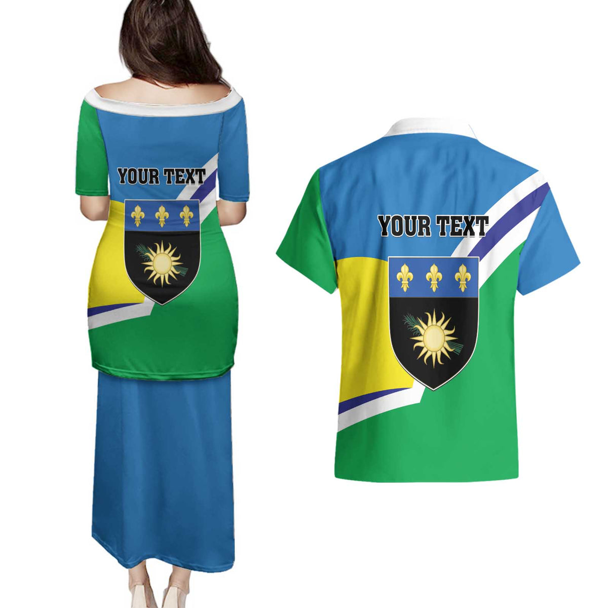 Personalised Guadeloupe Couples Matching Puletasi and Hawaiian Shirt Gwadloup Simple Style