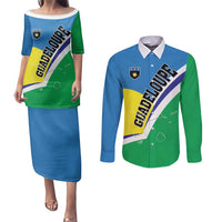 Personalised Guadeloupe Couples Matching Puletasi and Long Sleeve Button Shirt Gwadloup Simple Style