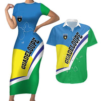 Personalised Guadeloupe Couples Matching Short Sleeve Bodycon Dress and Hawaiian Shirt Gwadloup Simple Style