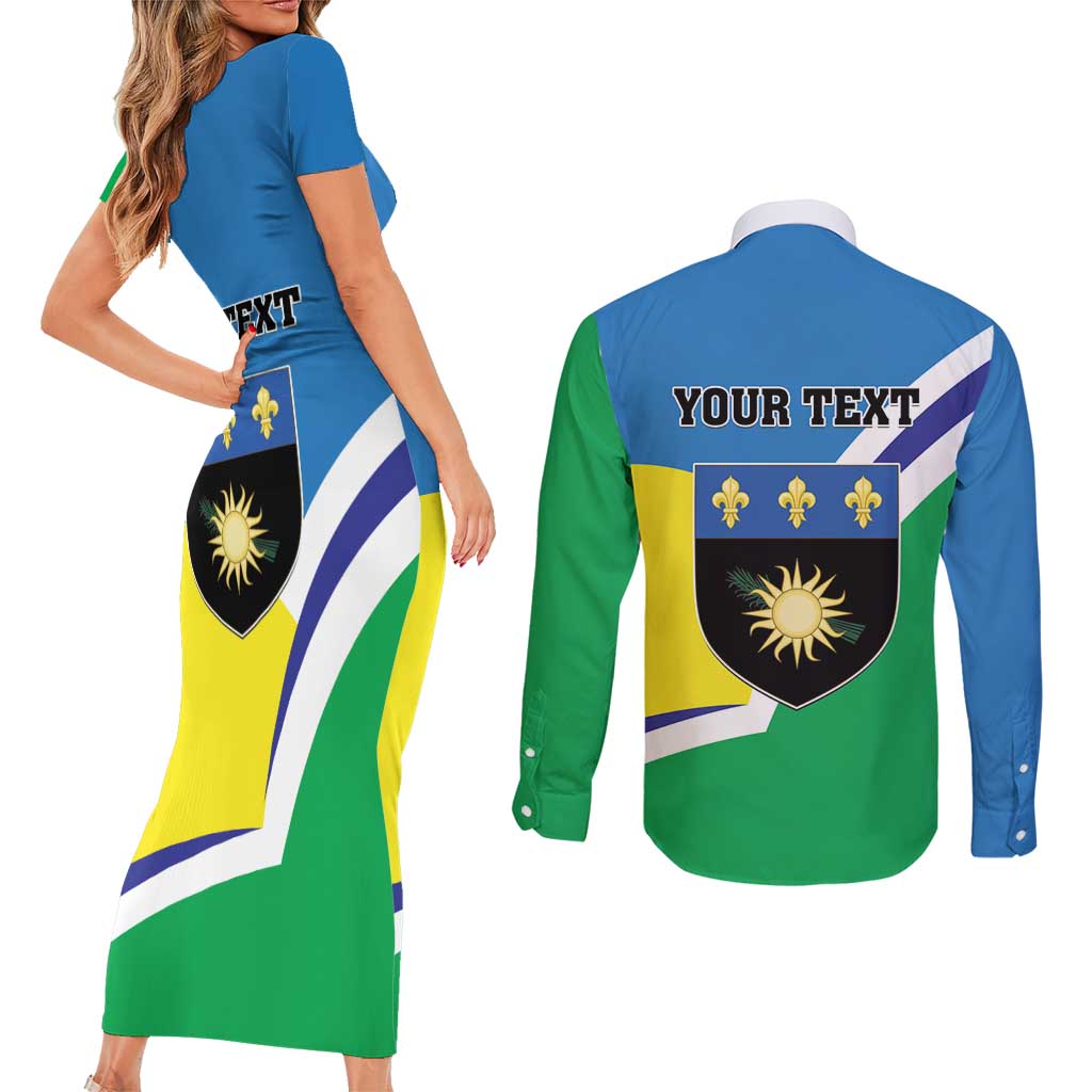 Personalised Guadeloupe Couples Matching Short Sleeve Bodycon Dress and Long Sleeve Button Shirt Gwadloup Simple Style