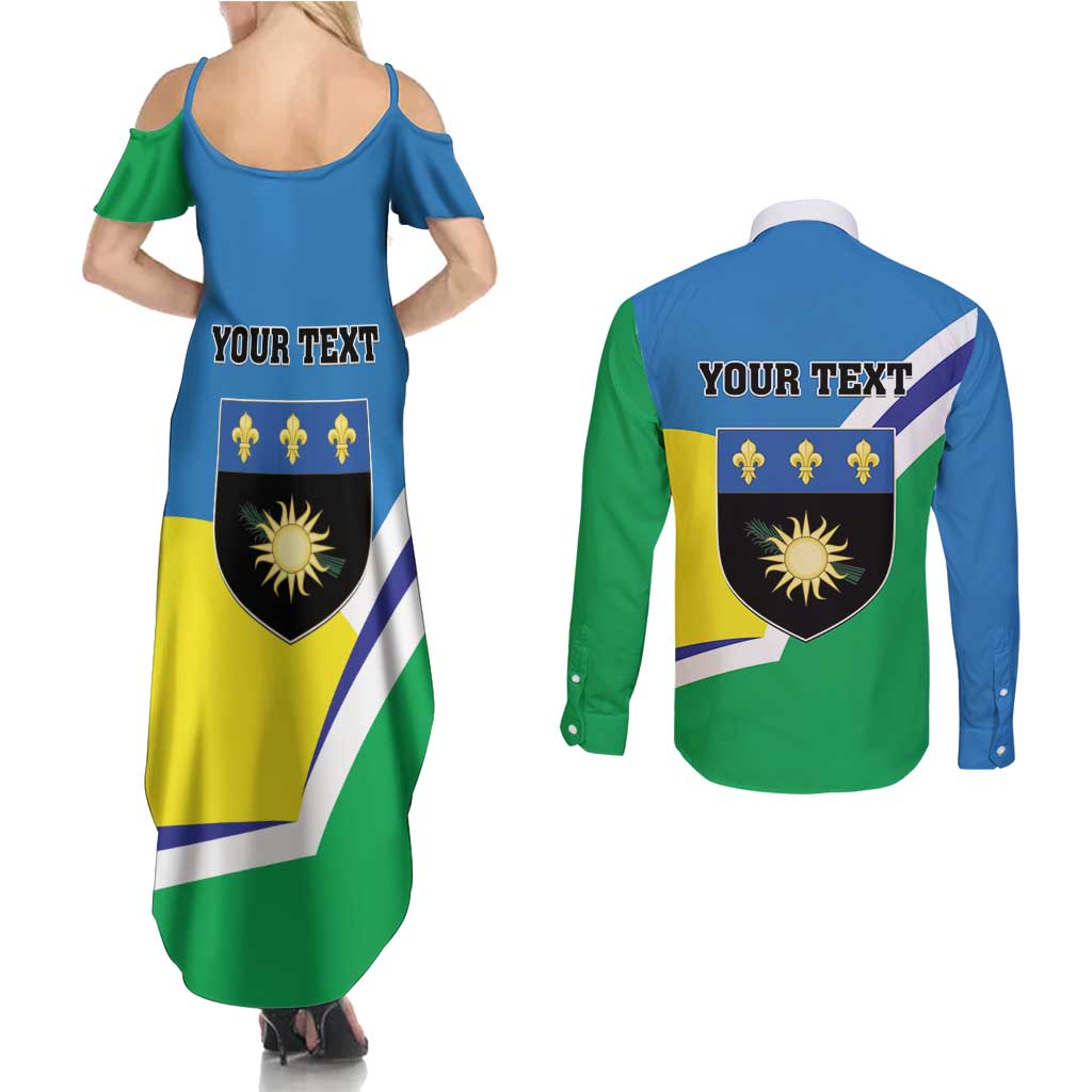 Personalised Guadeloupe Couples Matching Summer Maxi Dress and Long Sleeve Button Shirt Gwadloup Simple Style