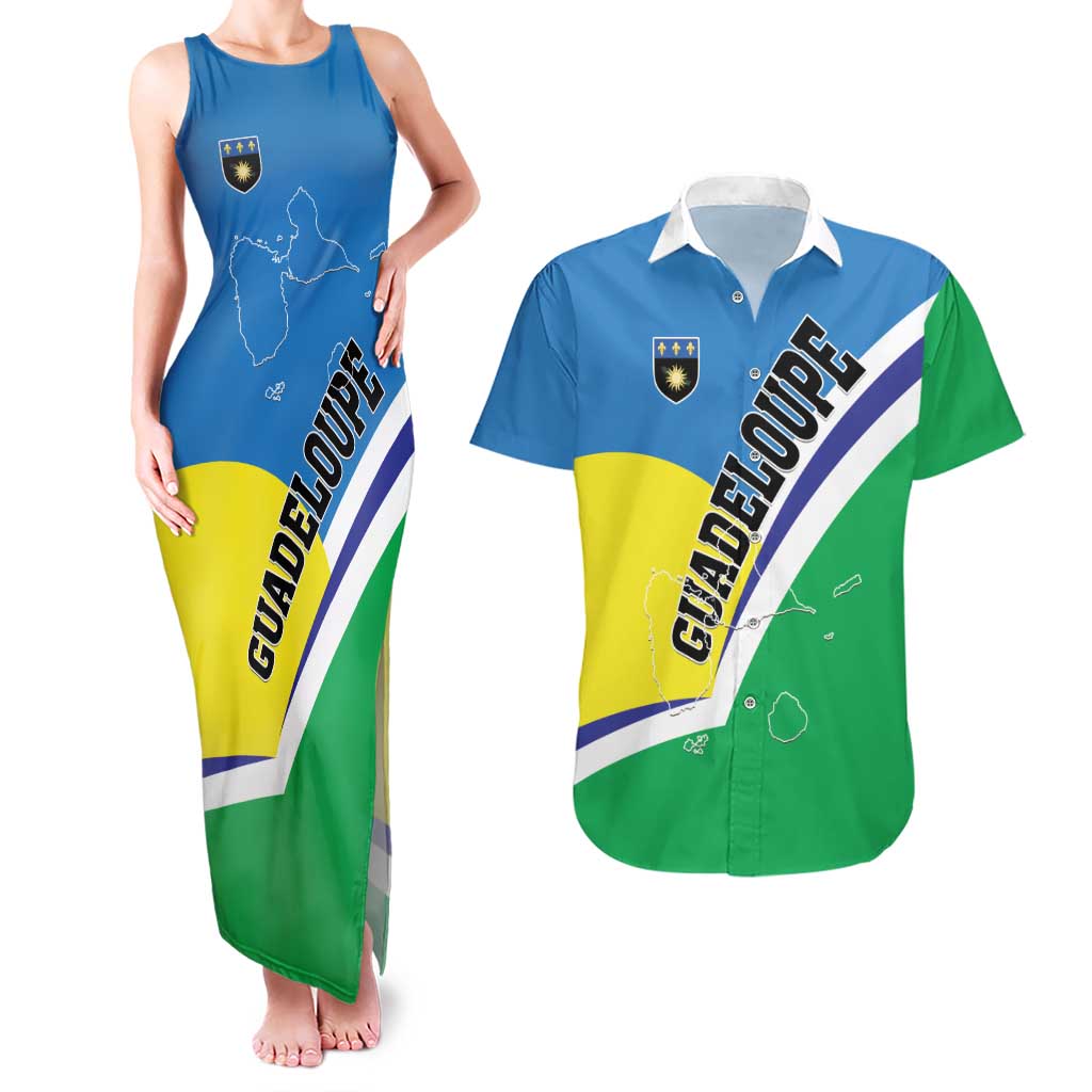 Personalised Guadeloupe Couples Matching Tank Maxi Dress and Hawaiian Shirt Gwadloup Simple Style