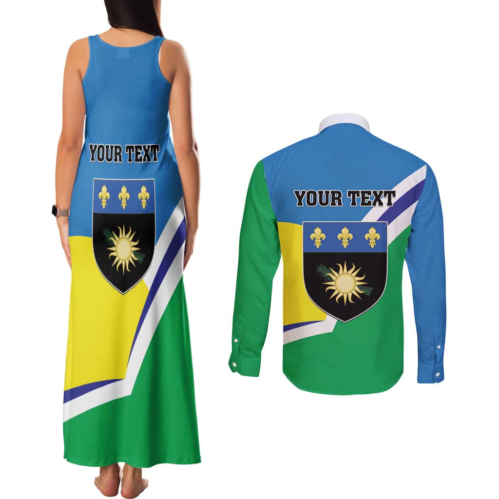 Personalised Guadeloupe Couples Matching Tank Maxi Dress and Long Sleeve Button Shirt Gwadloup Simple Style